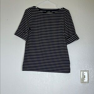 Lauren Ralph Lauren Black and White Striped Top  Sz XL casual